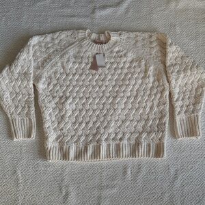 NWT Philosophy Cream Cable Stitch Crewneck Sweater Sz L